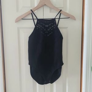 Free People Intimately -Black Snap BodySuit! Sz. M/L! (D)